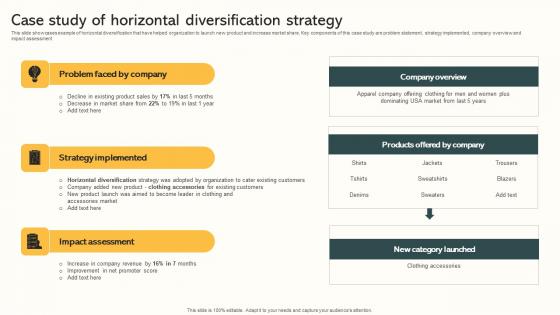 Case Study Of Horizontal Diversification Strategy Market Expansion Through Portrait Pdf