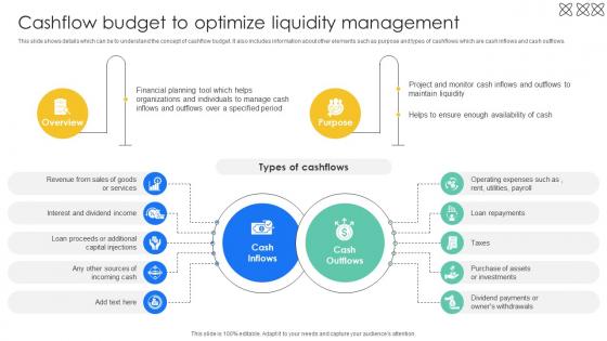 Cashflow Budget To Optimize Liquidity Effective And Efficient Tools To Develop Fin SS V