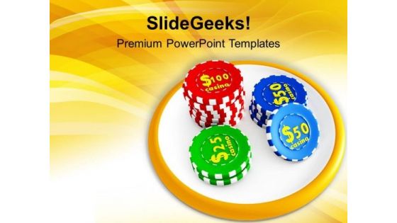 Casino Chips On White Board PowerPoint Templates Ppt Backgrounds For Slides 0213