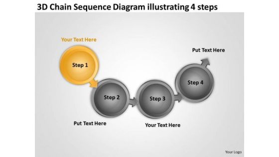 Chain Sequence Diagram Illustrating 4 Steps Business Plan Writing Software PowerPoint Slides