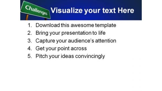 Challenges Signpost Metaphor PowerPoint Themes And PowerPoint Slides 0611