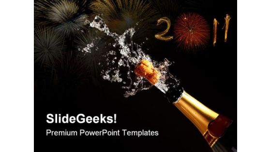 Champagne Bottle Success PowerPoint Themes And PowerPoint Slides 0711