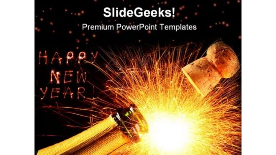 Champagne With Fireworks Festival PowerPoint Templates And PowerPoint Backgrounds 0611
