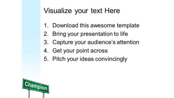 Champion Signpost Metaphor PowerPoint Templates And PowerPoint Themes 0212