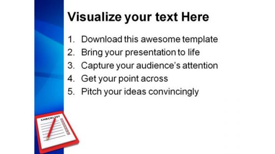 Checklist Business PowerPoint Templates And PowerPoint Backgrounds 0411