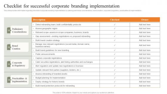 Checklist For Successful Corporate Branding Implementation Strategies For Achieving Formats Pdf Checklist For Successful Corporate Branding Implementation Strategies For Achieving Formats Pdf