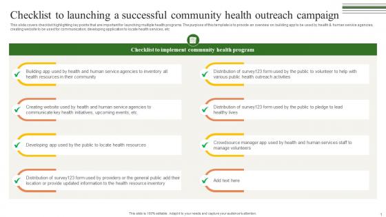 Checklist To Launching A Successful Building A Winning Community Outreach Strategy SS V Checklist To Launching A Successful Building A Winning Community Outreach Strategy SS V