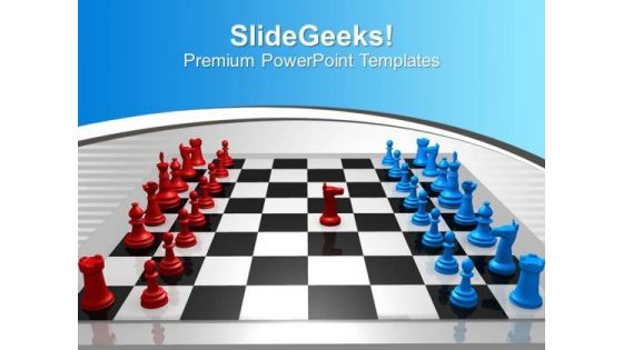 Chess Players Red Blue Challenge Leadership PowerPoint Templates Ppt Backgrounds For Slides 0113