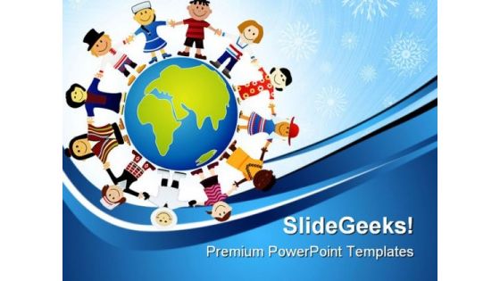 Children Of The World Globe PowerPoint Templates And PowerPoint Backgrounds 0311