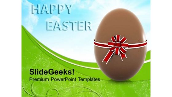 Chocolate Easter Egg With Bow Festival PowerPoint Templates Ppt Backgrounds For Slides 0313