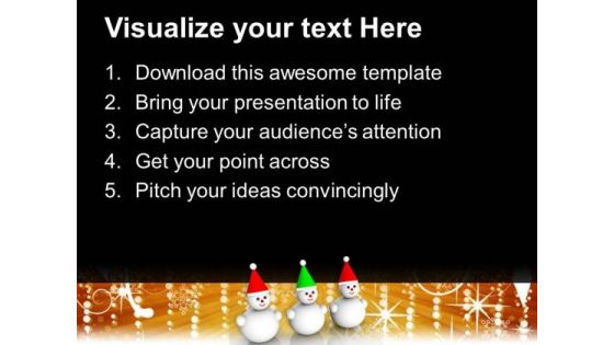Christmas Background And Snowmen Holidays PowerPoint Templates Ppt Background For Slides 1112