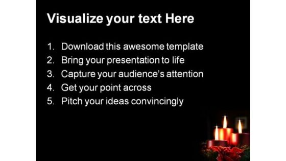 Christmas Candles In Wreath Holidays PowerPoint Template 1010