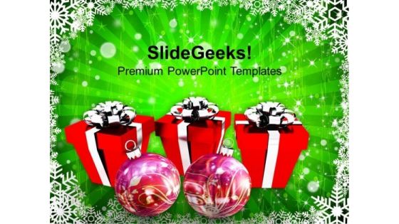 Christmas Gift Box With Decoration Festival PowerPoint Templates Ppt Backgrounds For Slides 1112