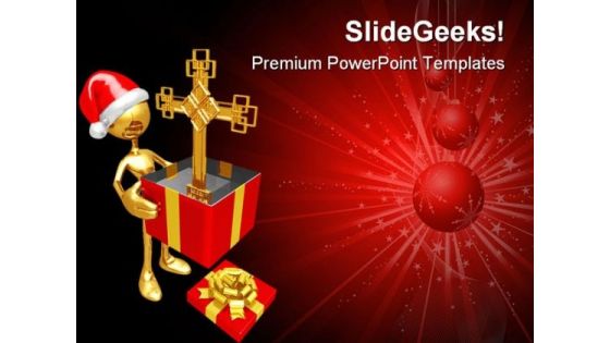 Christmas Gift Cross Festival PowerPoint Templates And PowerPoint Backgrounds 0811