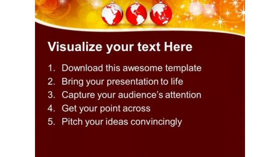 Christmas Oranments With World Maps Globe PowerPoint Templates Ppt Backgrounds For Slides 1212