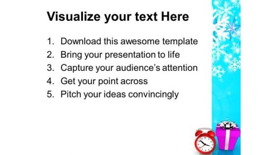 Christmas Present With Alarm Clock Event PowerPoint Templates Ppt Backgrounds For Slides 1112