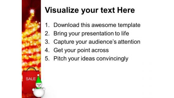 Christmas Sale Shopping Bag Snowman PowerPoint Templates Ppt Backgrounds For Slides 1212