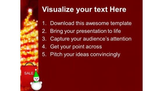 Christmas Sale Shopping Bag Snowman PowerPoint Templates Ppt Backgrounds For Slides 1212