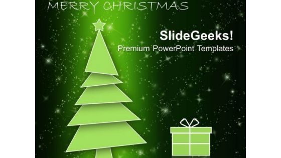 Christmas Tree With Gift Box Holidays PowerPoint Templates Ppt Backgrounds For Slides 1112