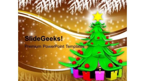 Christmas Tree With Heap Of Gifts Holidays PowerPoint Templates Ppt Backgrounds For Slides 1112