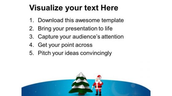 Christmas Tree With Santa Holidays PowerPoint Templates Ppt Backgrounds For Slides 1212