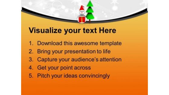 Christmas Tree With Snowman Celebration PowerPoint Templates Ppt Backgrounds For Slides 0113
