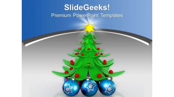 Christmas Tree With Star Heap Of Gift Boxes PowerPoint Templates Ppt Backgrounds For Slides 1212