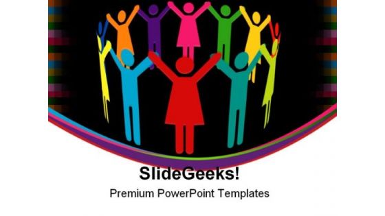 Circle Of Colourful People Teamwork PowerPoint Themes And PowerPoint Slides 0411