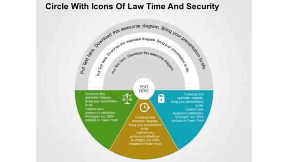 Circle With Icons Of Law Time And Security PowerPoint Templates