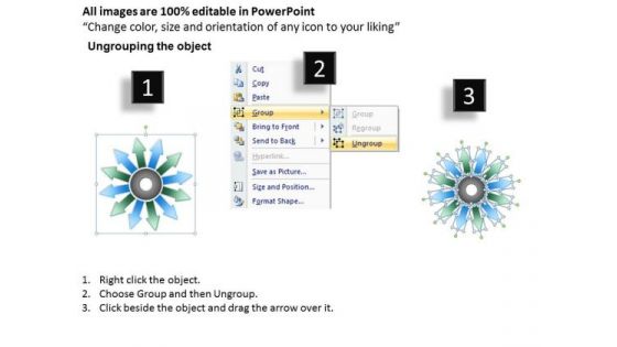 Circular 12 Steps Diverging And Converging Diagram Ppt Process PowerPoint Slides