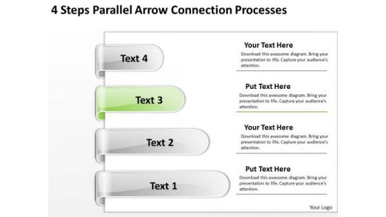 Circular Arrow PowerPoint 4 Steps Parallel Connection Processes Slides