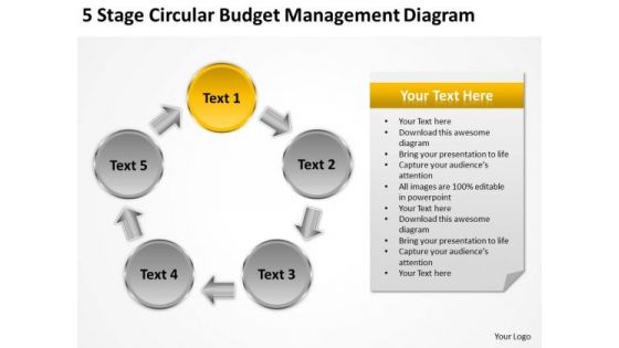 Circular Budget Management Diagram Catering Business Plan Template PowerPoint Slides
