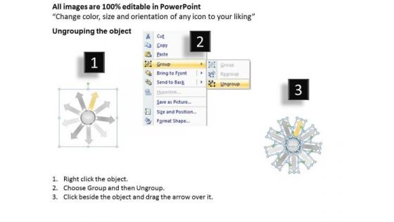 Circular Flow Illustrate 9 Steps In Process Cycle PowerPoint Templates