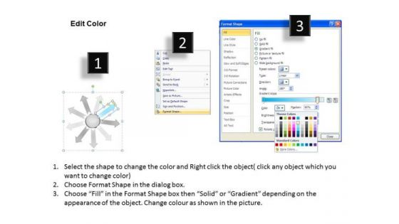 Circular Flow Illustrate 9 Steps In Process Layout Diagram PowerPoint Slides