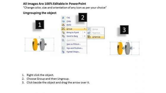 Circular Justification Of 2 Stages Work Flow Chart PowerPoint Templates