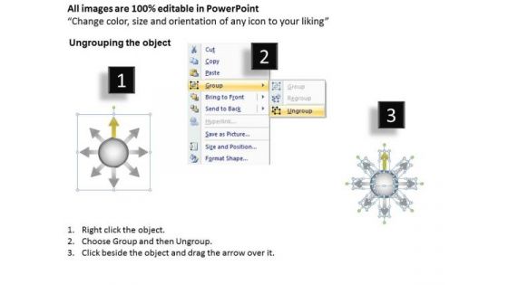 Circular Process 8 Stages Diverging Flow Cycle Network PowerPoint Slides