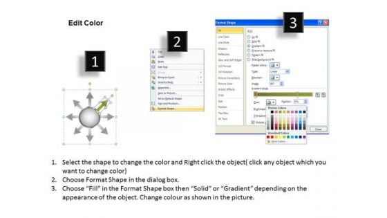 Circular Process 8 Stages Diverging Flow Layout Chart PowerPoint Slides