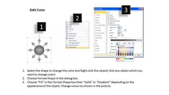 Circular Process 8 Stages Diverging Flow Motion PowerPoint Slides