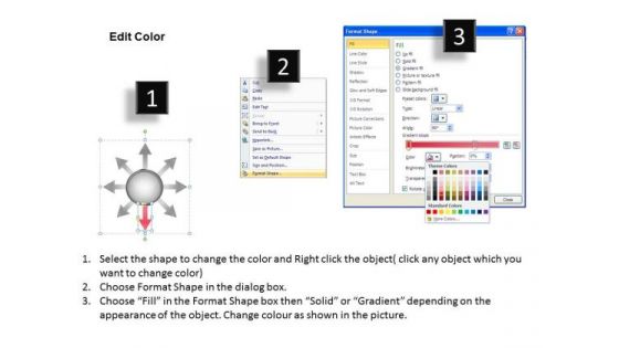 Circular Process 8 Stages Diverging Flow Radial Network PowerPoint Slides
