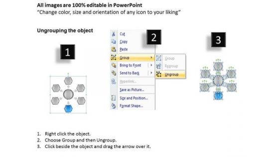 Circular Process Hexagonal Boxes 6 Stages Business Continuity Plan PowerPoint Slides