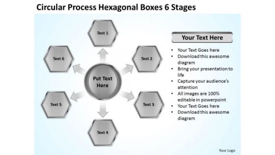 Circular Process Hexagonal Boxes 6 Stages Business Plan Templates PowerPoint
