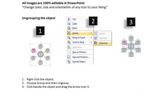 Circular Process Hexagonal Boxes 6 Stages Business Succession Planning PowerPoint Templates