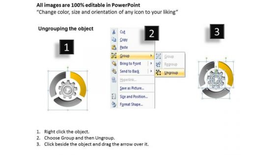 Circular Process With Gear 3 Stages Opening Business Plan PowerPoint Templates