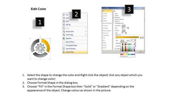 Circular Process With Gear 3 Stages Opening Business Plan PowerPoint Templates
