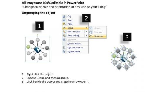 Circular Stages 9 Converging And Diverging Ppt Cycle Process Chart PowerPoint Templates