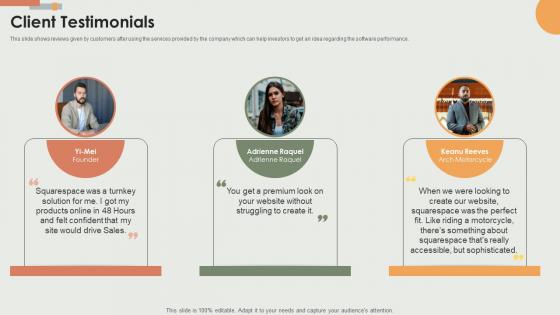 Client Testimonials E Commerce Solutions Offering Company Fundraising Pitch Deck