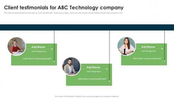 Client Testimonials For ABC Technology Wearable Technology Funding Guidelines PDF