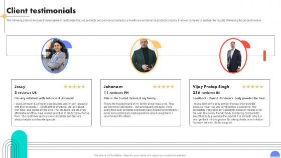 Client Testimonials Medical Devices And Children Care Products Company Investment