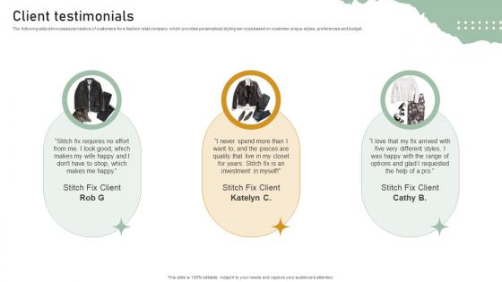 Client Testimonials Personal Styling Service Investor Funding Elevator Pitch Deck Client Testimonials Personal Styling Service Investor Funding Elevator Pitch Deck