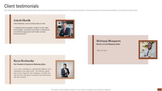 Client Testimonials Talent Recruitment Company Outline Diagrams Pdf Client Testimonials Talent Recruitment Company Outline Diagrams Pdf